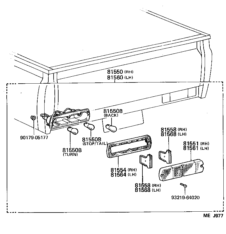 81550-95418 LAMP ASSY, REAR COMBINATION, RH product image