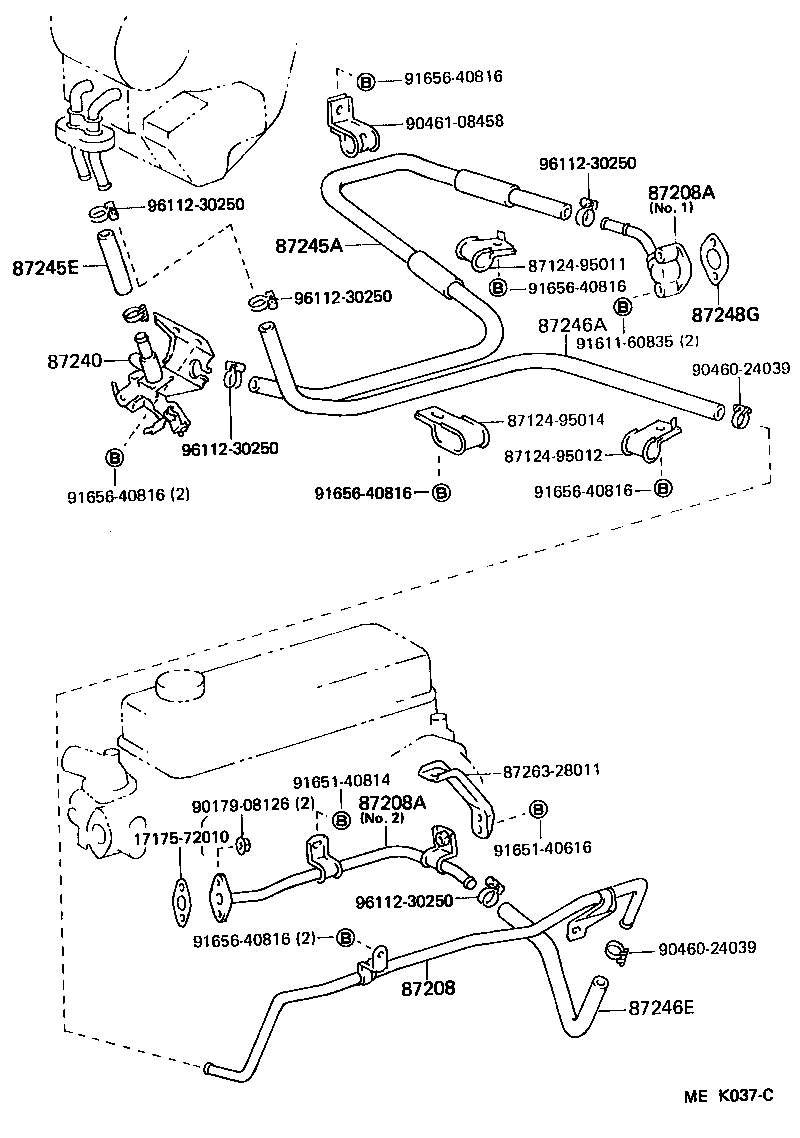 87245-25010 HOSE, REAR HEATER WATER INLET, B product image