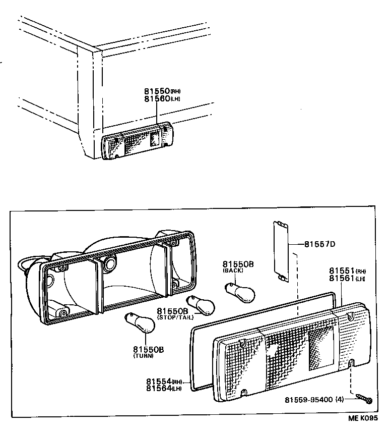 81550-95411 LAMP ASSY, REAR COMBINATION, RH product image