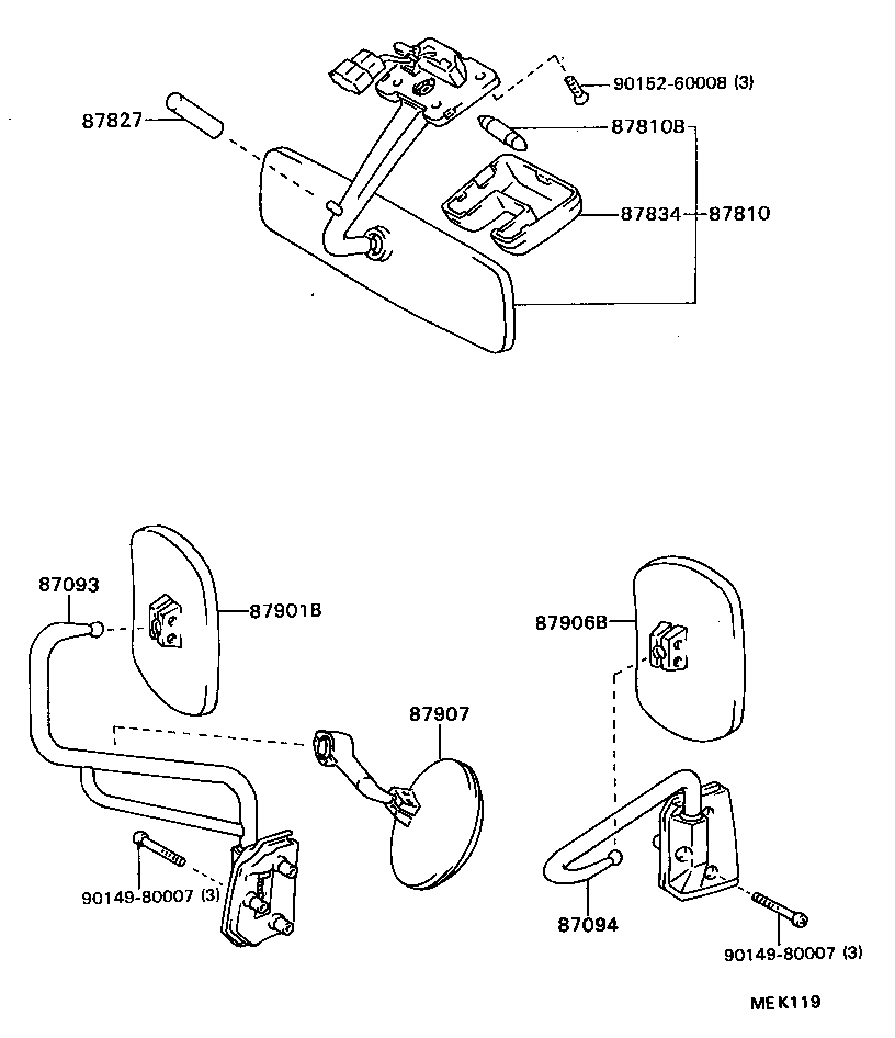 87901-95423 MIRROR SUB-ASSY, OUTER REAR VIEW, RH product image