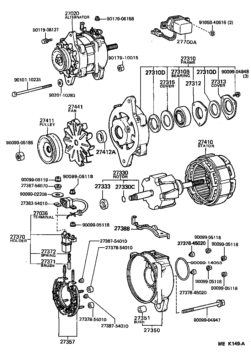27310-72180 FRAME ASSY, DRIVE END, ALTERNATOR product image