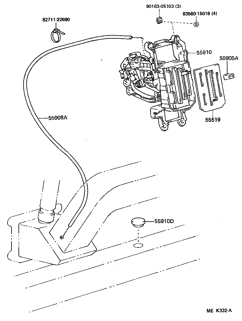55906-36090 CABLE SUB-ASSY, AIR INLET DAMPER CONTROL product image