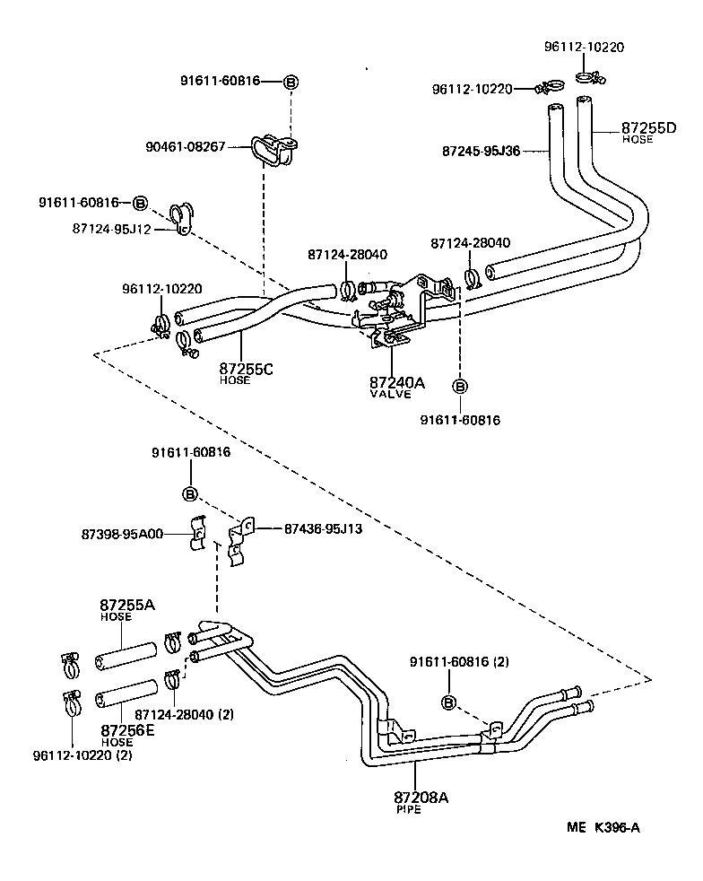 99556-20100 HOSE, REAR HEATER WATER INLET, D product image