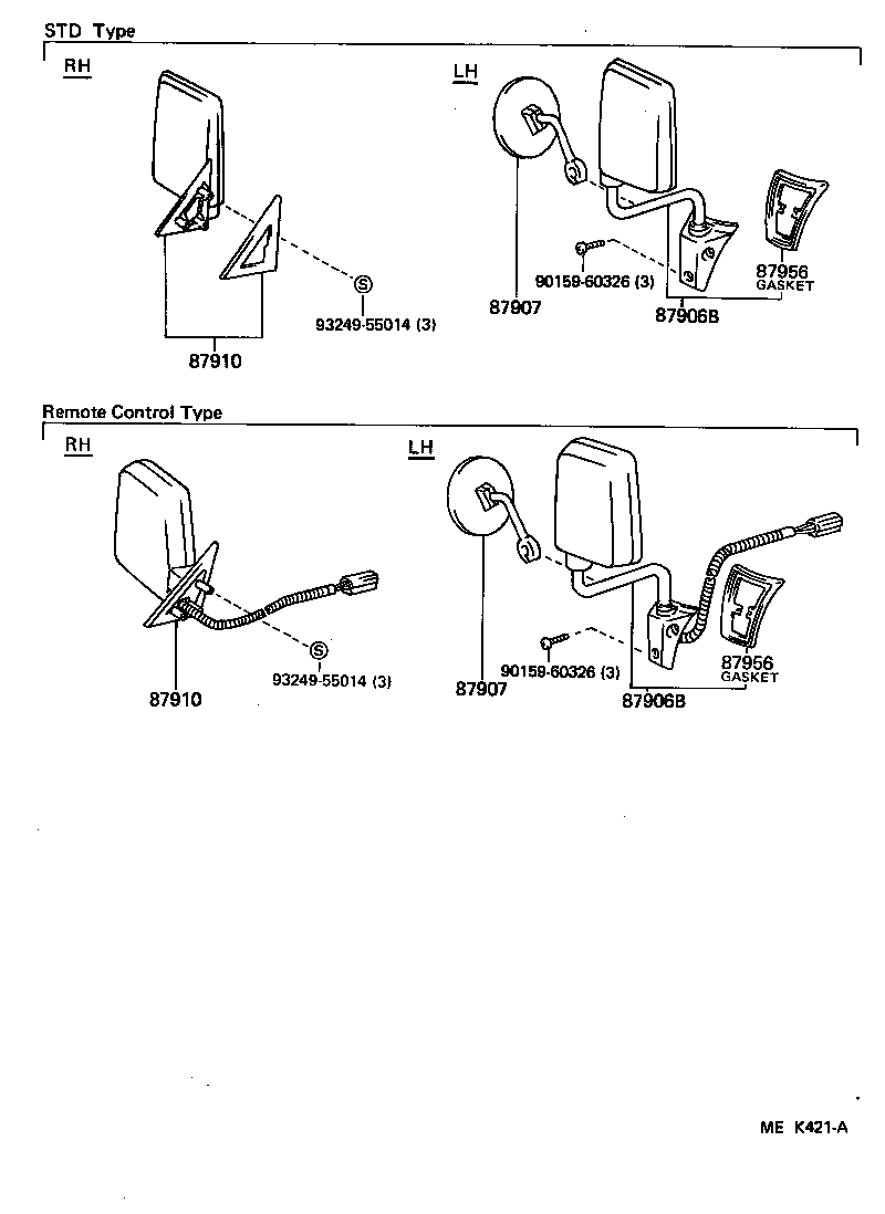 87901-95J00 MIRROR SUB-ASSY, OUTER REAR VIEW, RH product image