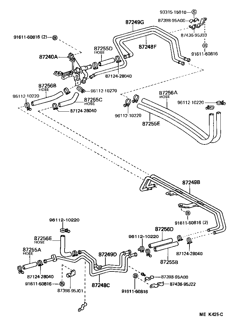 87245-95J43 HOSE, REAR HEATER WATER INLET, E(TO HEATER UNIT) product image