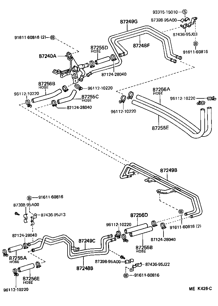 87245-95J43 HOSE, REAR HEATER WATER INLET, E(TO HEATER UNIT) product image
