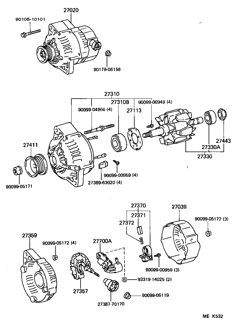 27020-54220 ALTERNATOR ASSY product image
