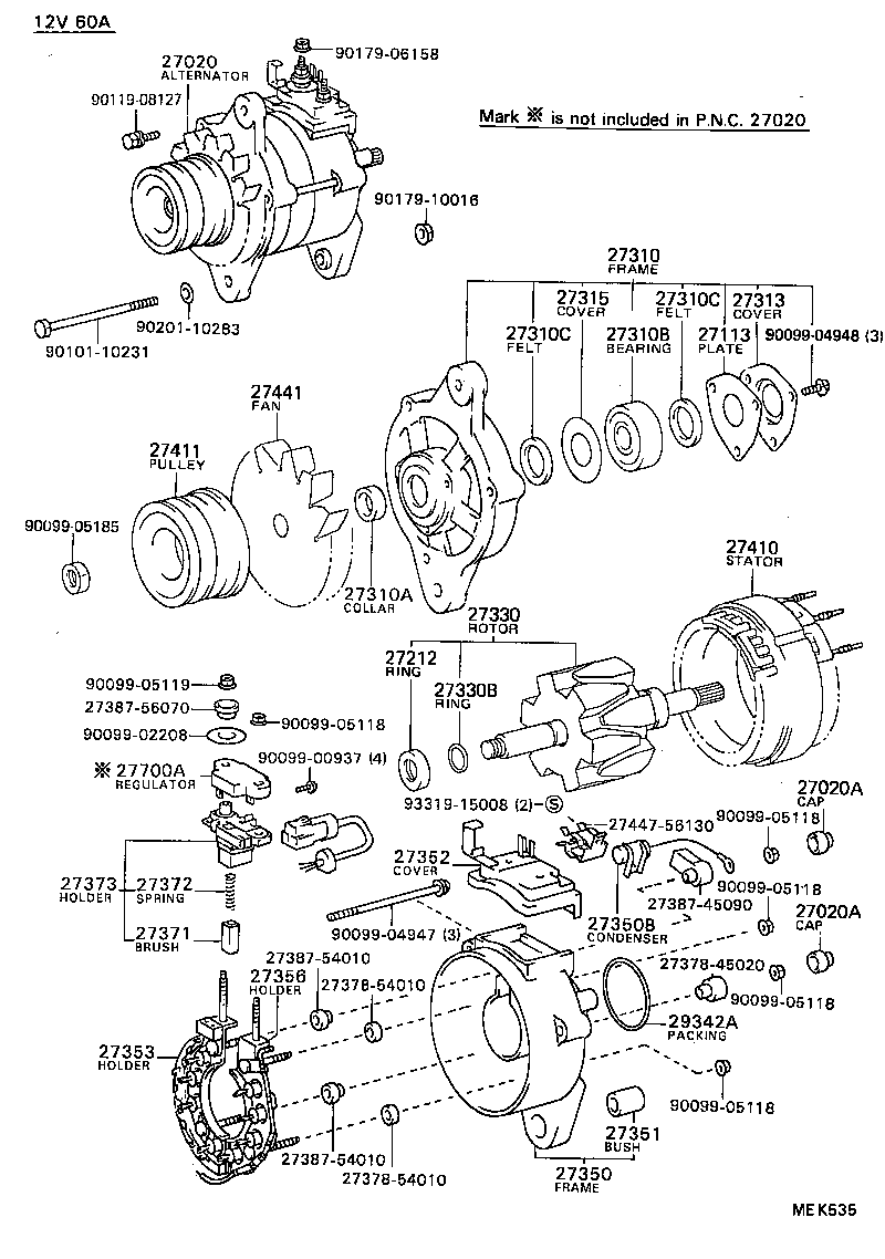 27060-72062 ALTERNATOR ASSY product image