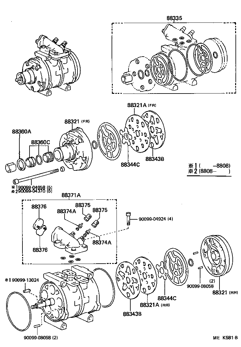 Toyota 88320-60280 COMPRESSOR ASSY, COOLER