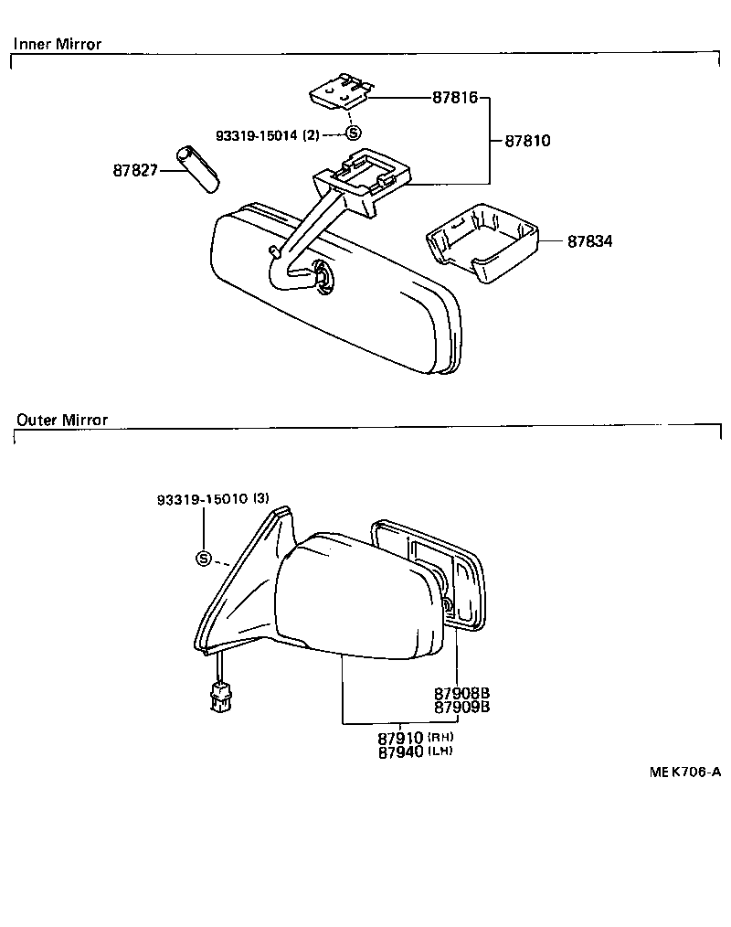 87931-32130 MIRROR SUB-ASSY, RH product image