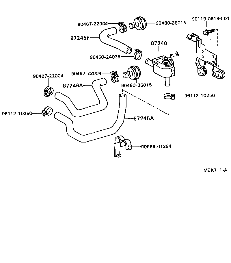 87208-20180 PIPE, HEATER WATER OUTLET, A product image