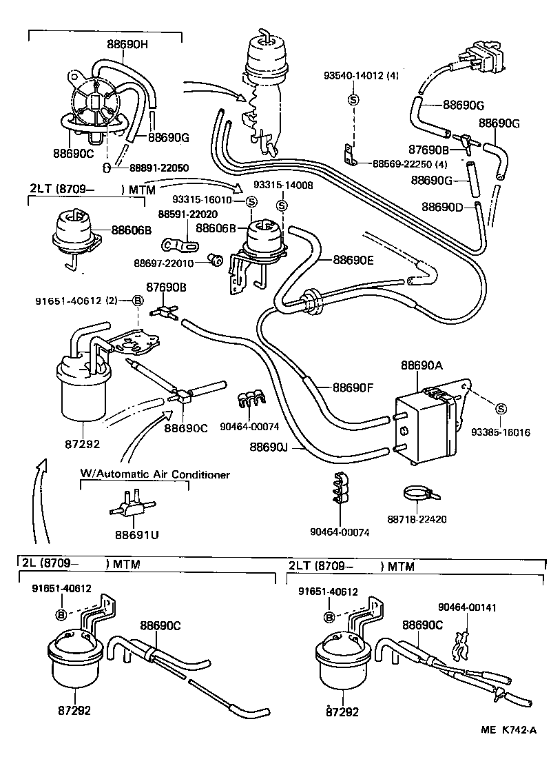 88807-22240 HOSE, VACUUM, NO.1 (FOR HEATER OR AIR CONDITIONER) product image