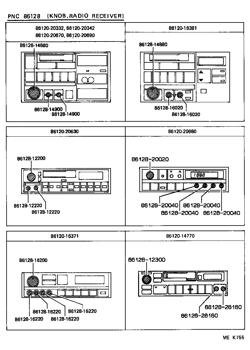 86128-14880 KNOB, RADIO RECEIVER product image