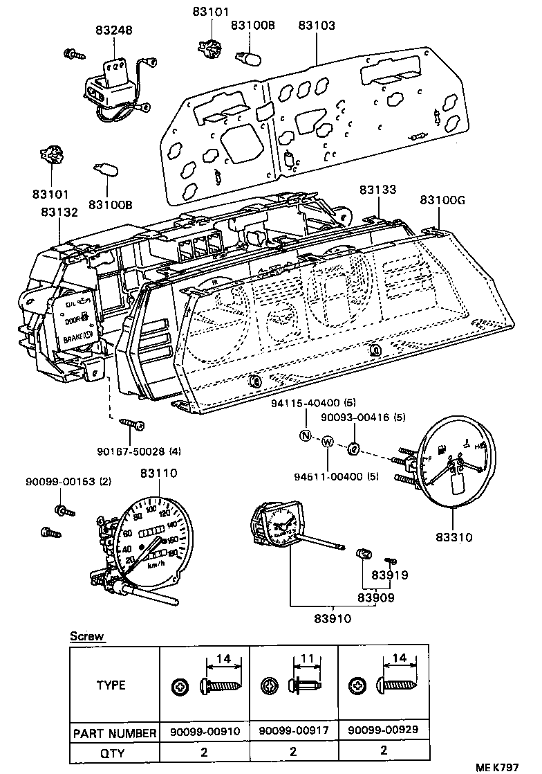 83242-16650 TACHOMETER ASSY, ENGINE product image