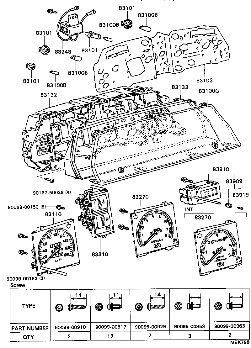 83242-16650 TACHOMETER ASSY, ENGINE product image