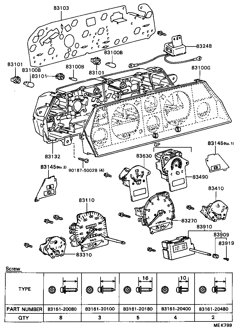 83242-16650 TACHOMETER ASSY, ENGINE product image