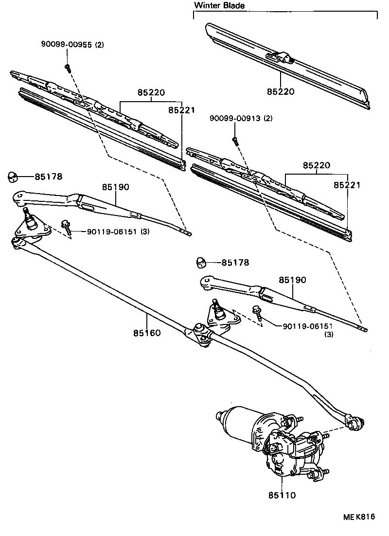 85110-16331 MOTOR ASSY, WINDSHIELD WIPER product image