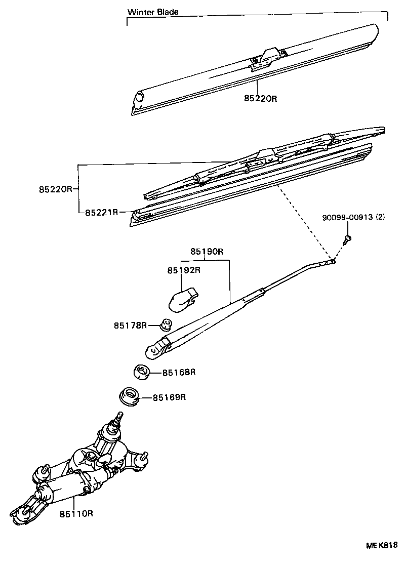 85291-14010 BLADE ASSY, REAR WIPER product image