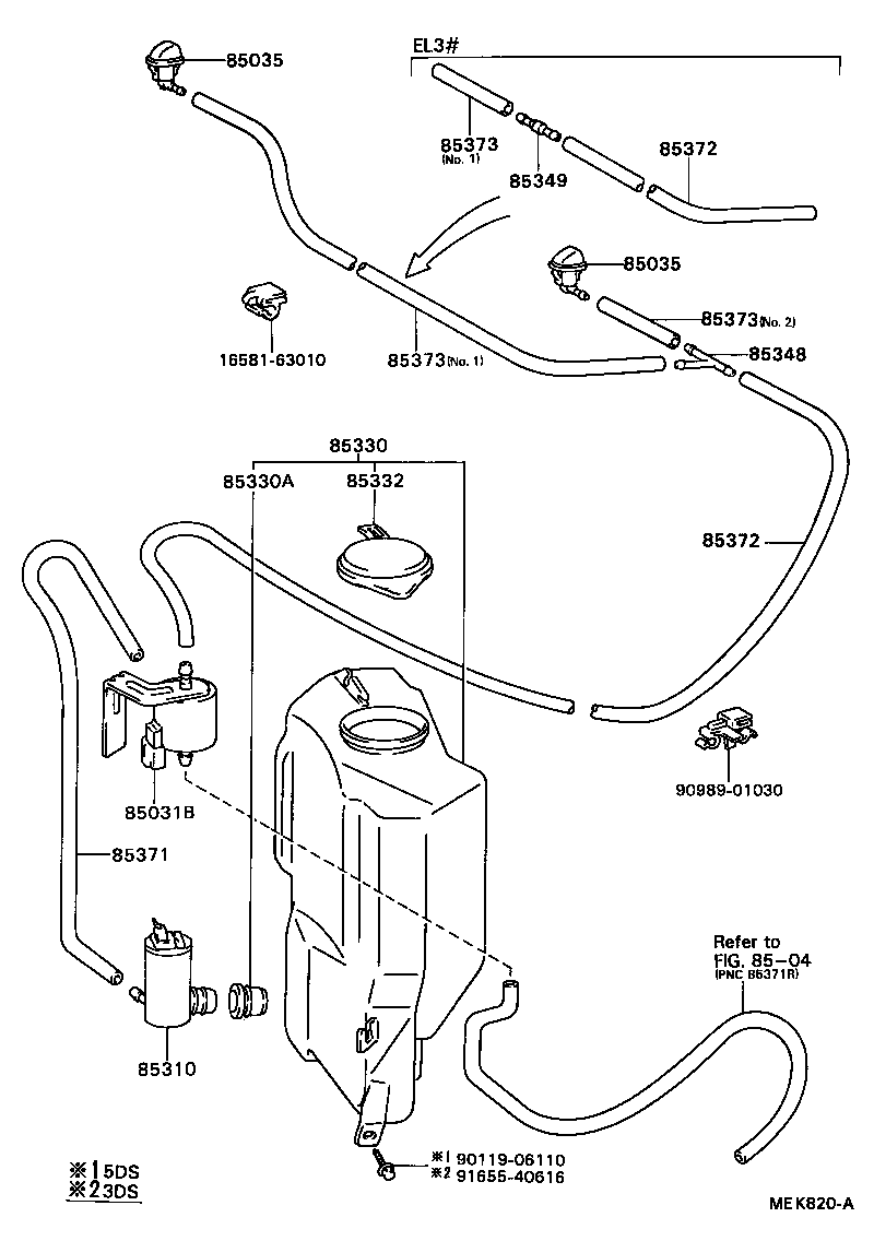 85035-16070 NOZZLE SUB-ASSY, WASHER product image