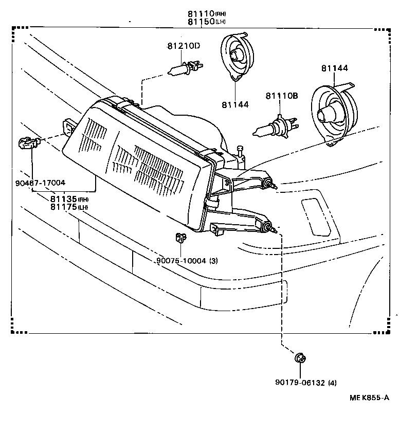 81130-32151 UNIT ASSY, HEADLAMP, RH product image