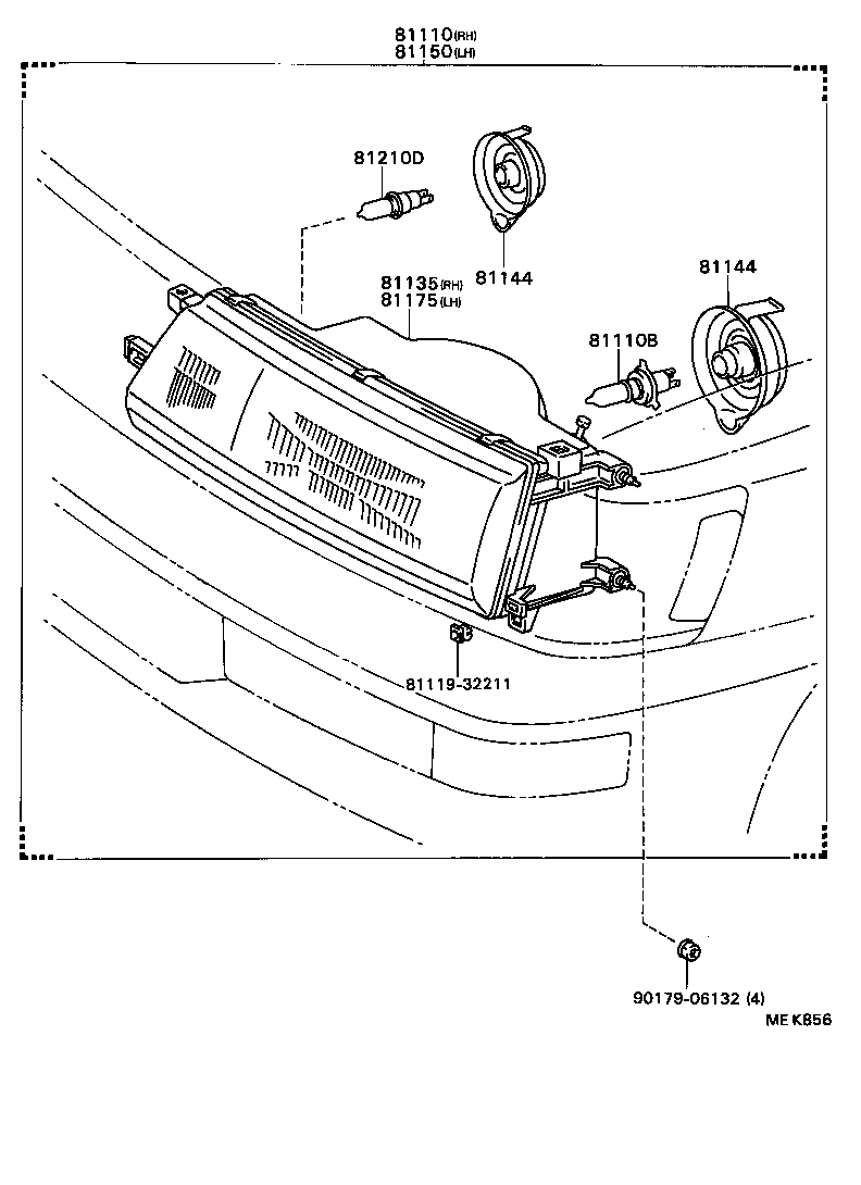 81130-32151 UNIT ASSY, HEADLAMP, RH product image
