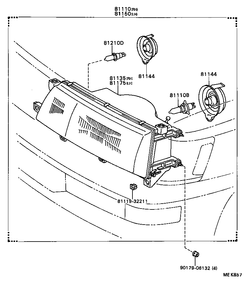 81130-32151 UNIT ASSY, HEADLAMP, RH product image