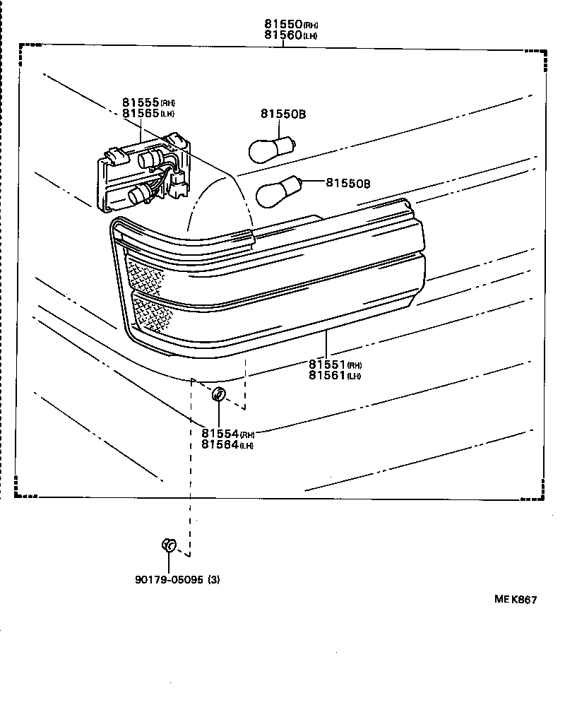 81550-32152 LAMP ASSY, REAR COMBINATION, RH product image