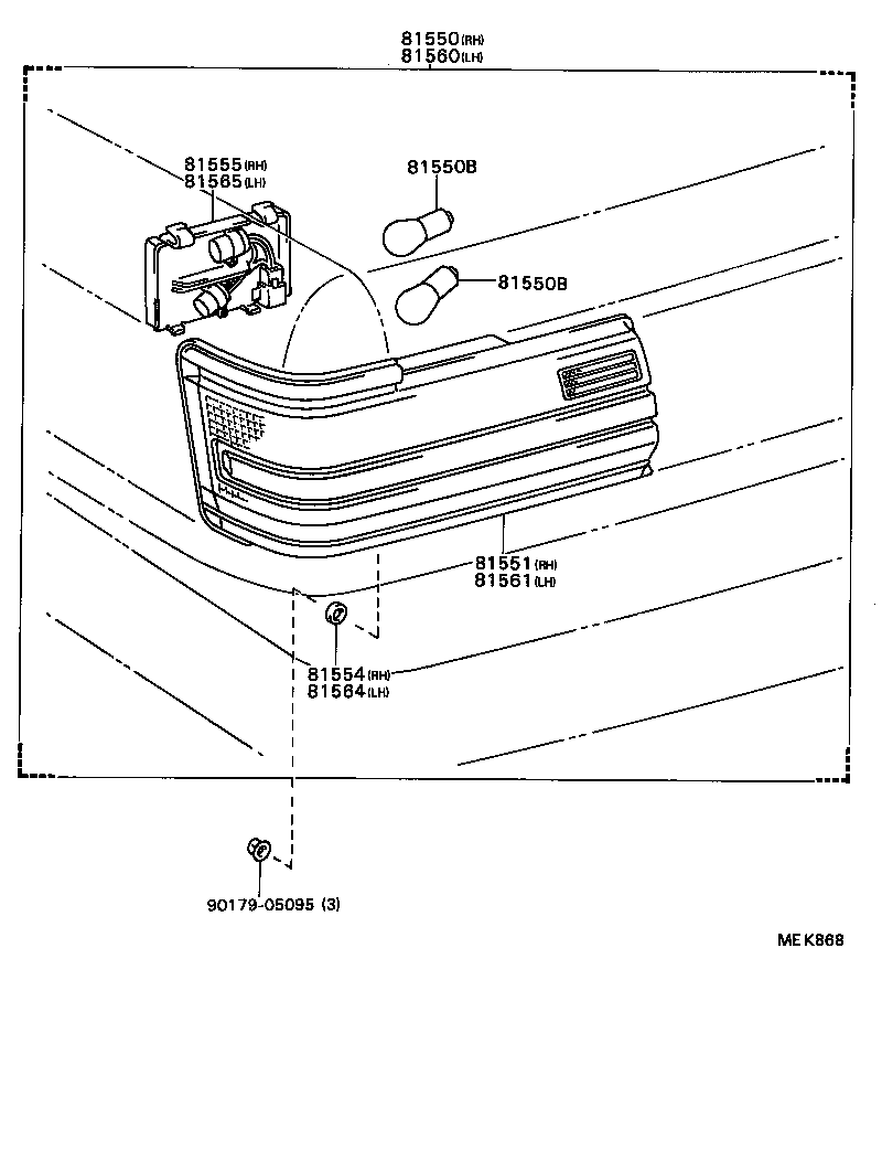 81550-32152 LAMP ASSY, REAR COMBINATION, RH product image