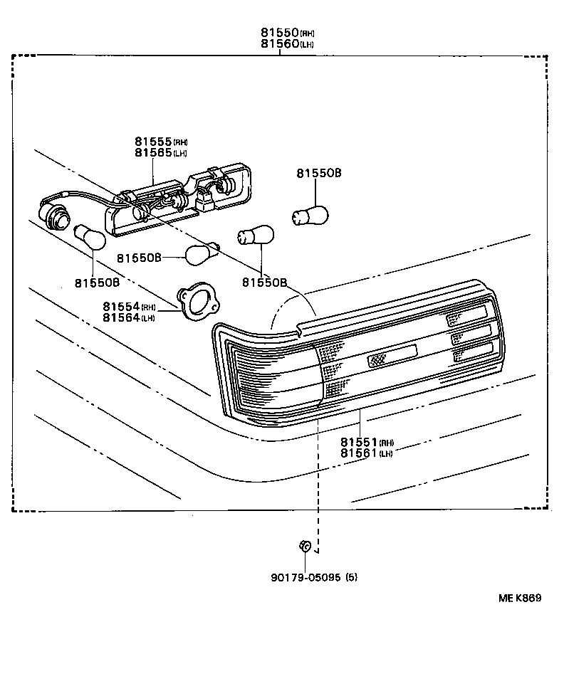 81550-32152 LAMP ASSY, REAR COMBINATION, RH product image