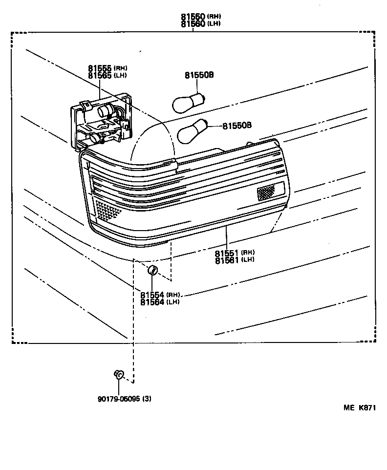 81565-32250 SOCKET & WIRE SUB-ASSY, REAR COMBINATION LAMP, LH product image