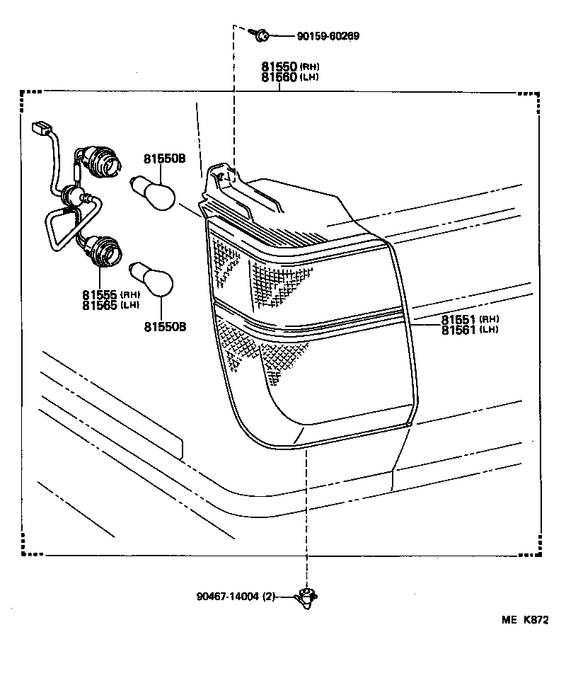81565-32250 SOCKET & WIRE SUB-ASSY, REAR COMBINATION LAMP, LH product image