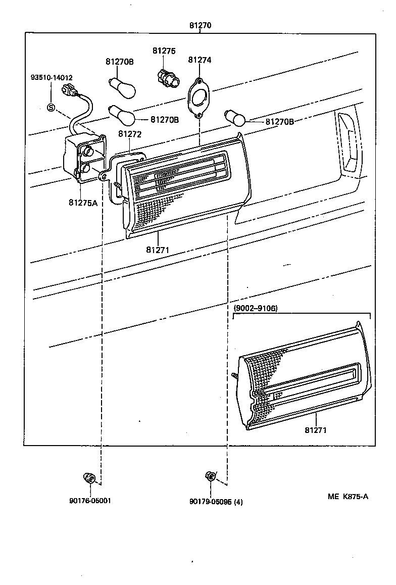 Toyota 81275-12260 SOCKET AND WIRE, LICENSE PLATE LAMP