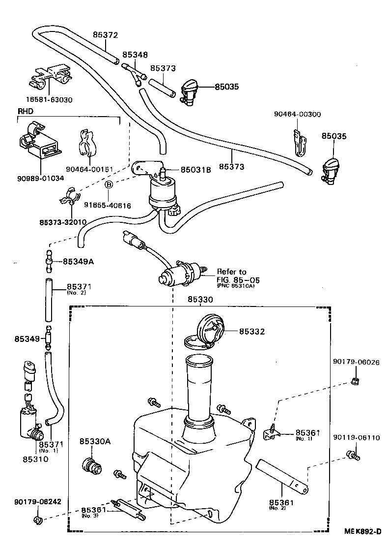 90099-59128 HOSE, WINDSHIELD WASHER (FROM MOTOR TO JOINT) product image