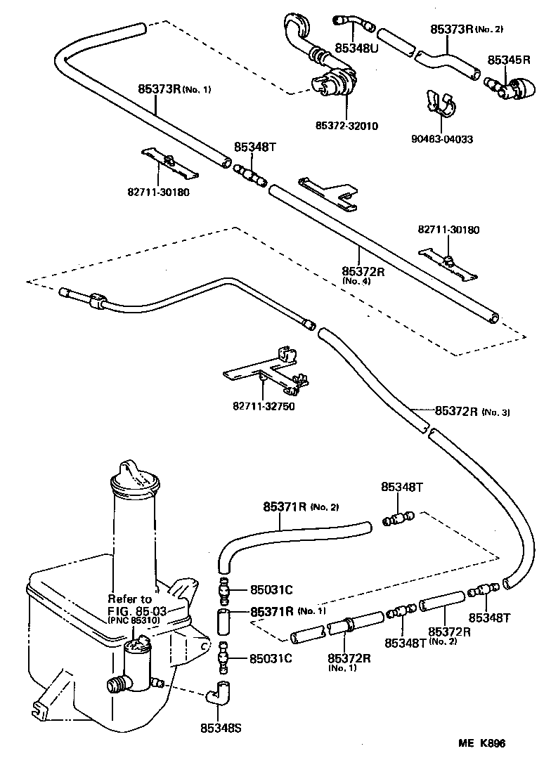 90099-33618 HOSE, REAR WASHER (FROM JOINT TO NOZZLE) product image