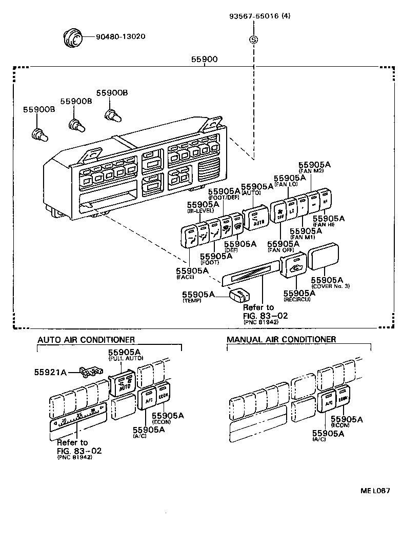 55900-32190 CONTROL ASSY, AIR CONDITIONER product image