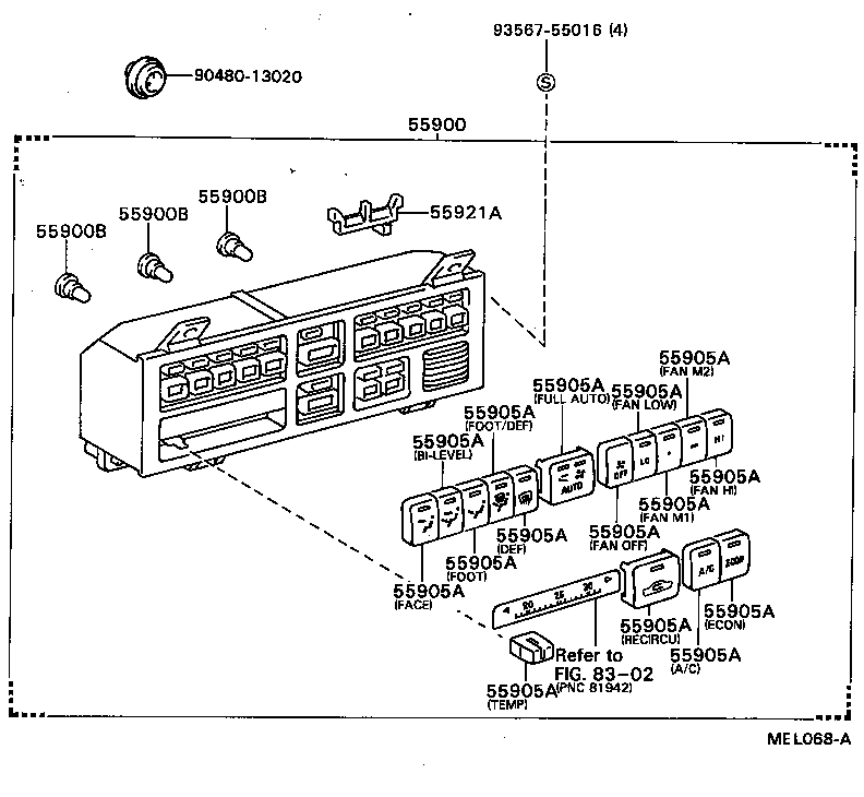 55900-32190 CONTROL ASSY, AIR CONDITIONER product image