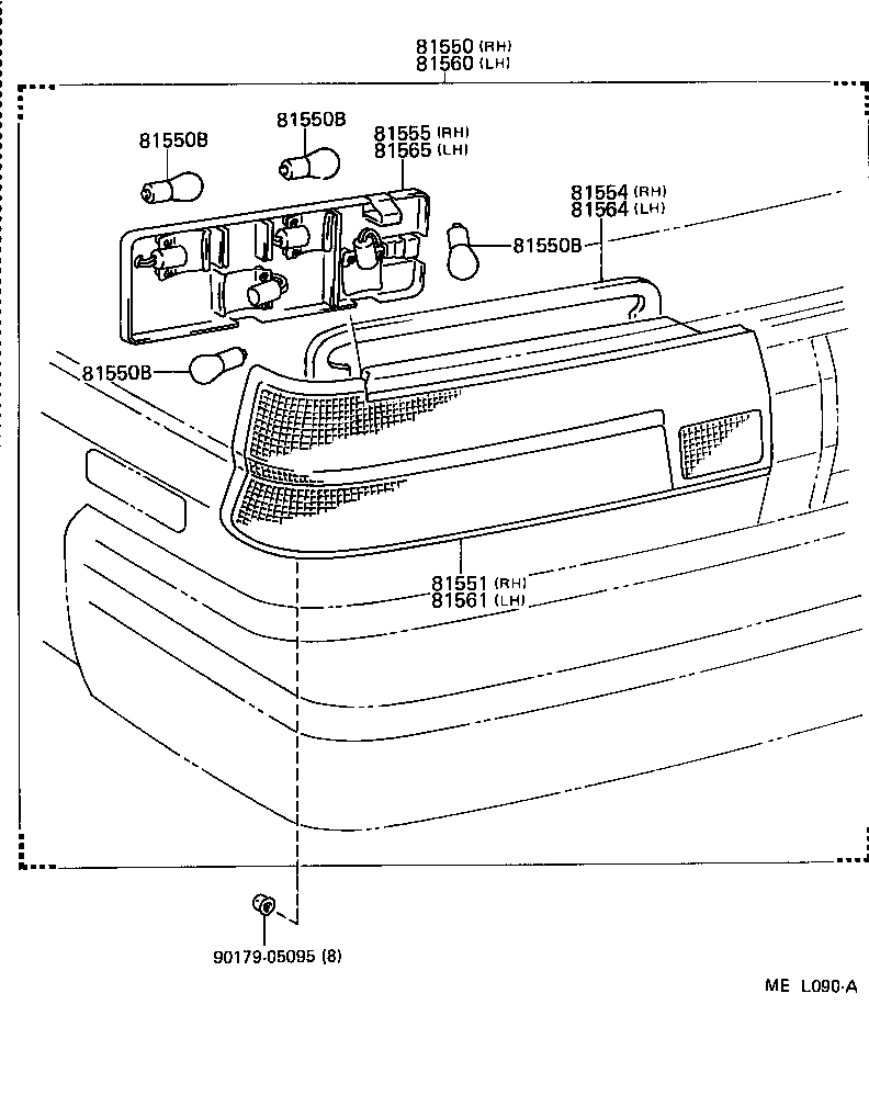 Toyota 81550-16381 LAMP ASSY, REAR COMBINATION, RH