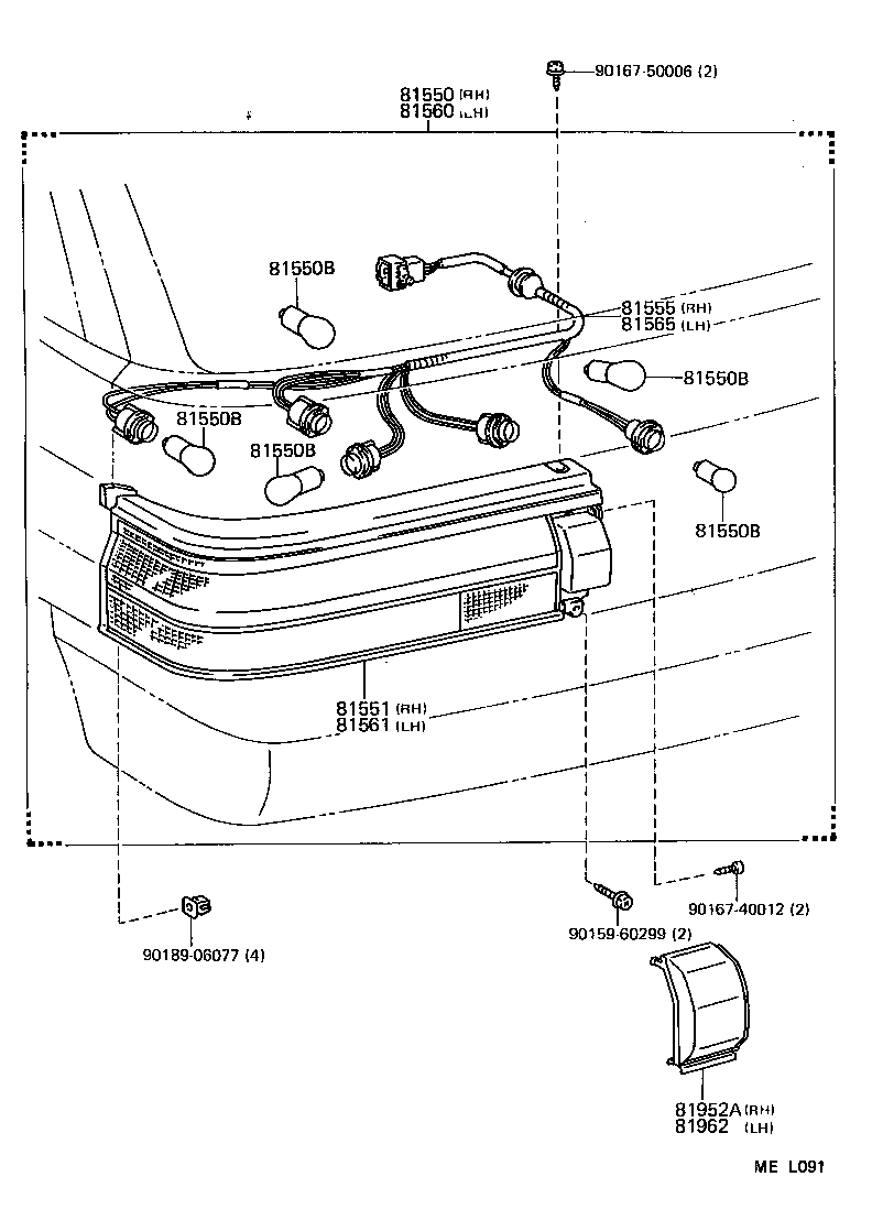 81560-16441 LAMP ASSY, REAR COMBINATION, LH product image