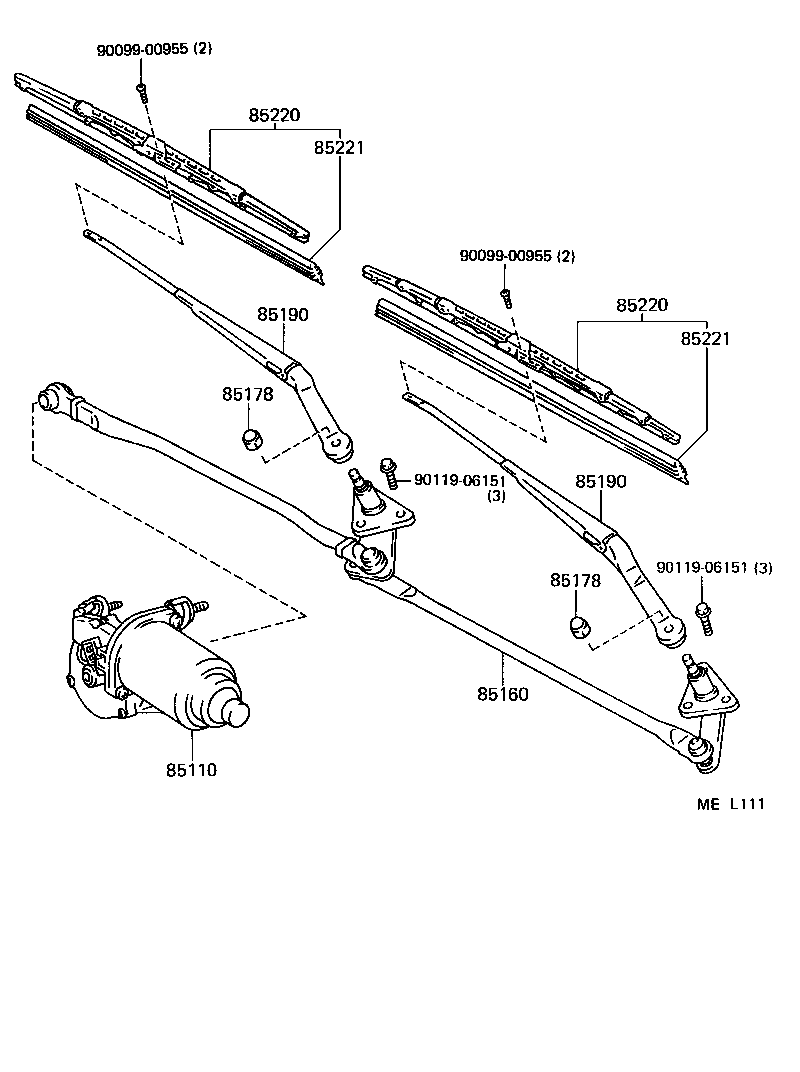 85220-16671 BLADE ASSY, WINDSHIELD WIPER product image