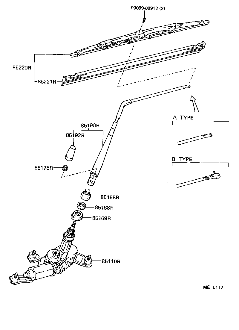 85190-16201 ARM ASSY, REAR WIPER product image
