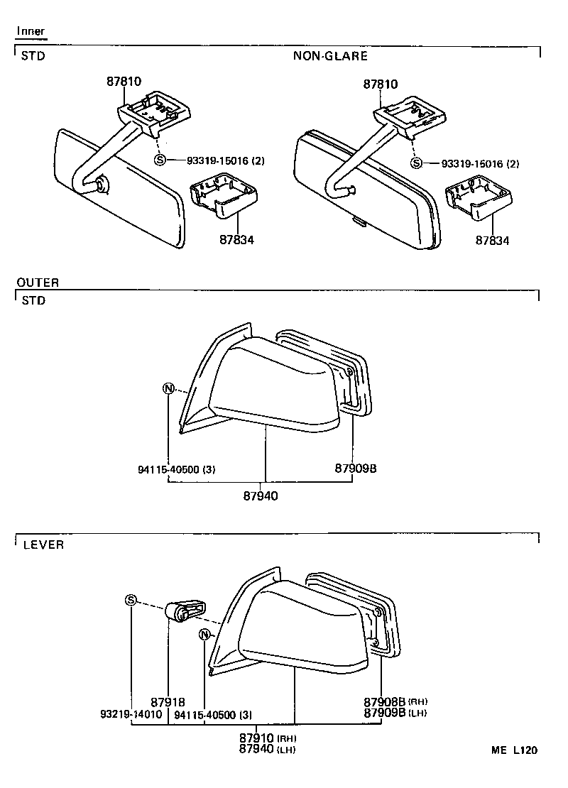 87810-16010-06 MIRROR ASSY, INNER REAR VIEW product image