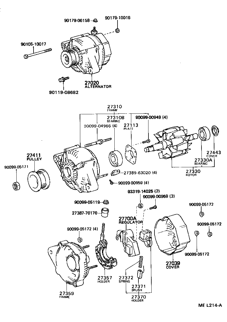 Toyota 27357-50040 HOLDER, ALTERNATOR, W/RECTIFIER