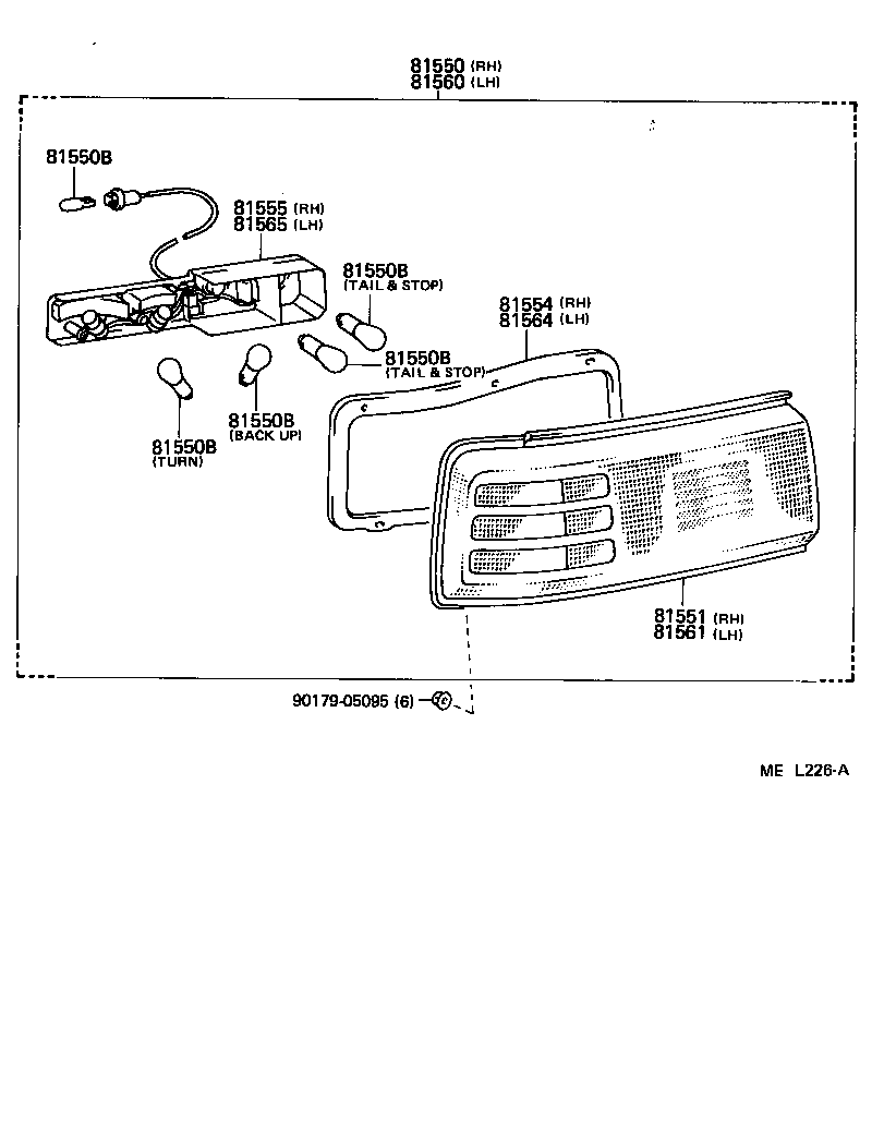 Toyota 81550-14651 LAMP ASSY, REAR COMBINATION, RH
