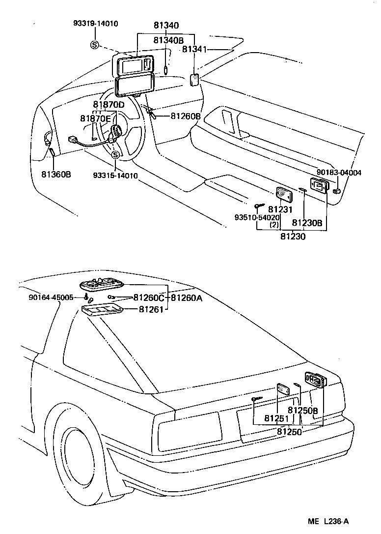 Toyota 81250-14030-36 LAMP ASSY, ROOM, NO.2