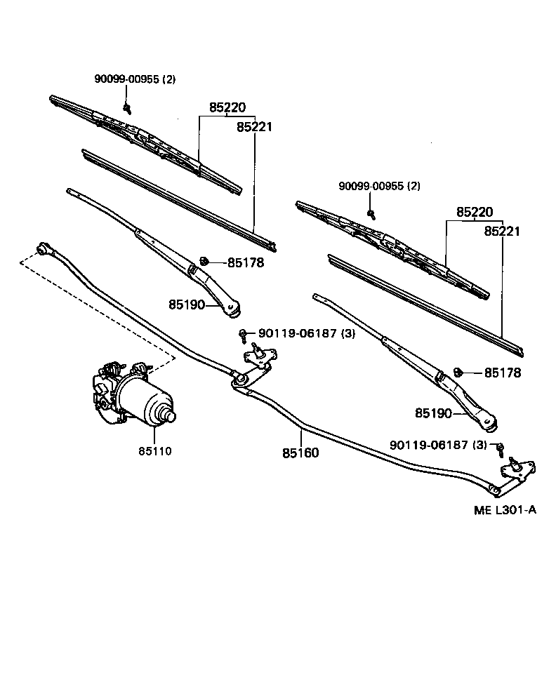 Toyota 85110-14232 MOTOR ASSY, WINDSHIELD WIPER