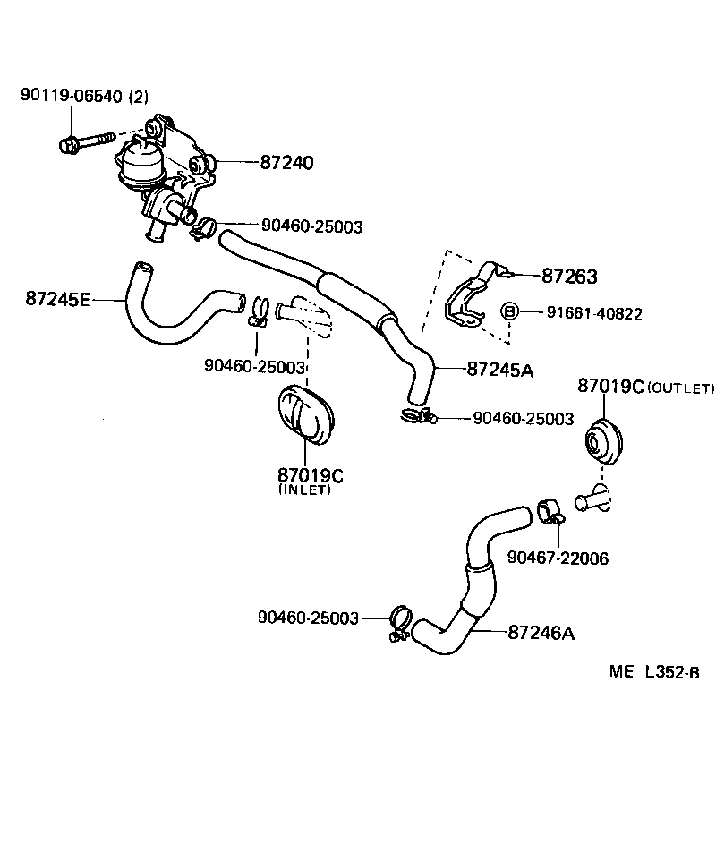 Toyota 87263-14170 BRACKET, HEATER WATER PIPE, NO.1
