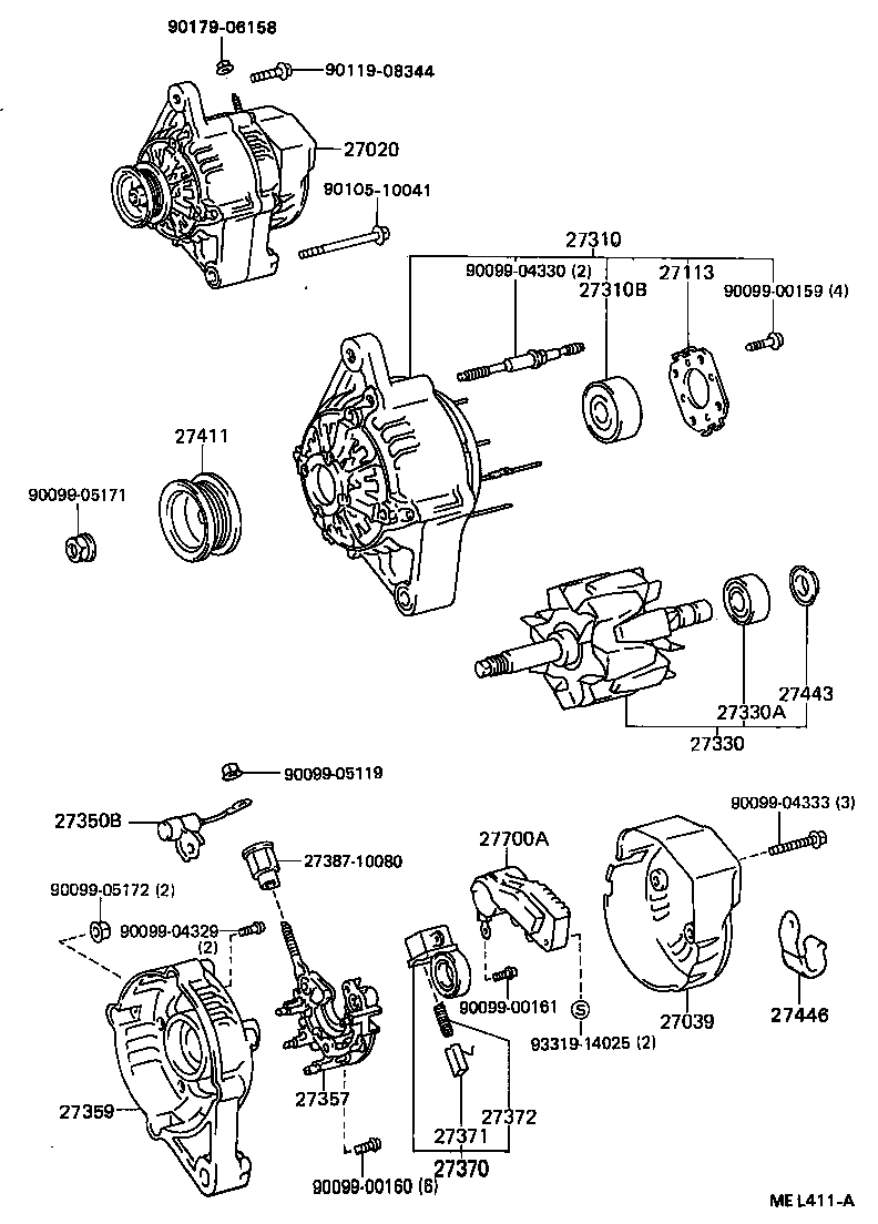 27310-17100 FRAME ASSY, DRIVE END, ALTERNATOR product image
