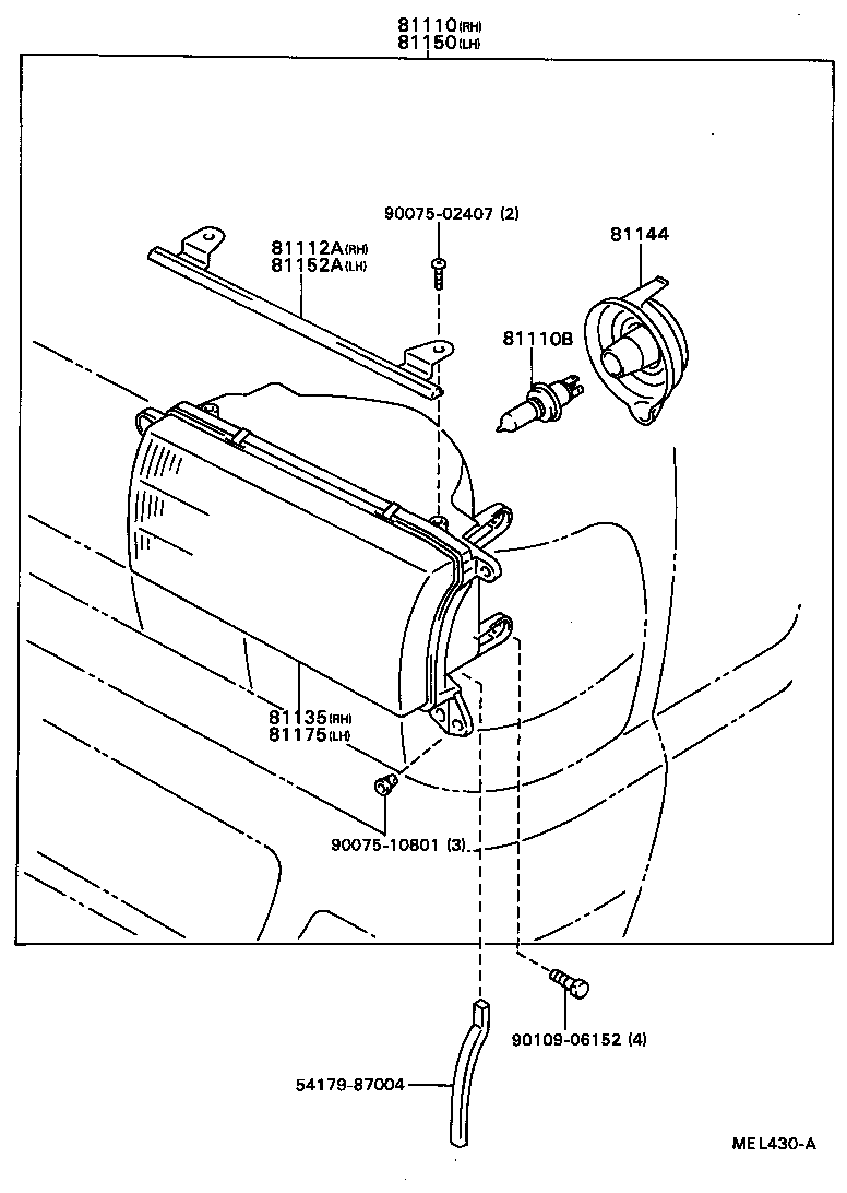 81130-87019 UNIT ASSY, HEADLAMP, RH product image