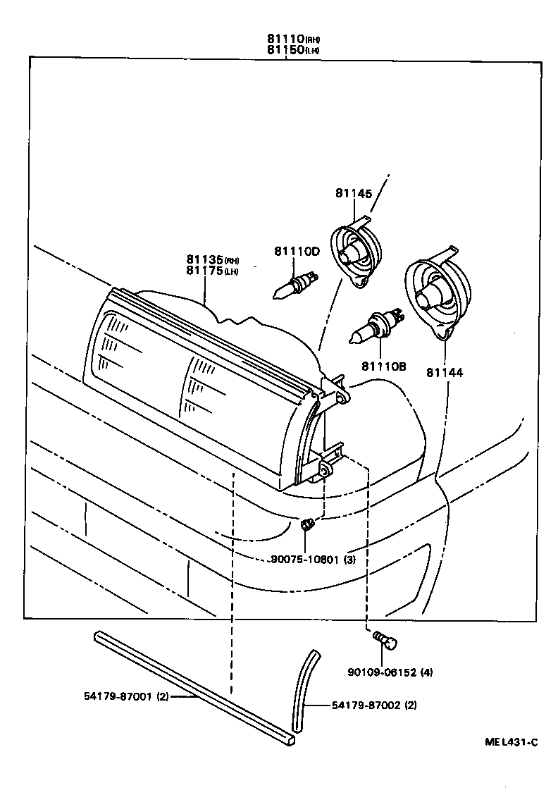 81130-87019 UNIT ASSY, HEADLAMP, RH product image