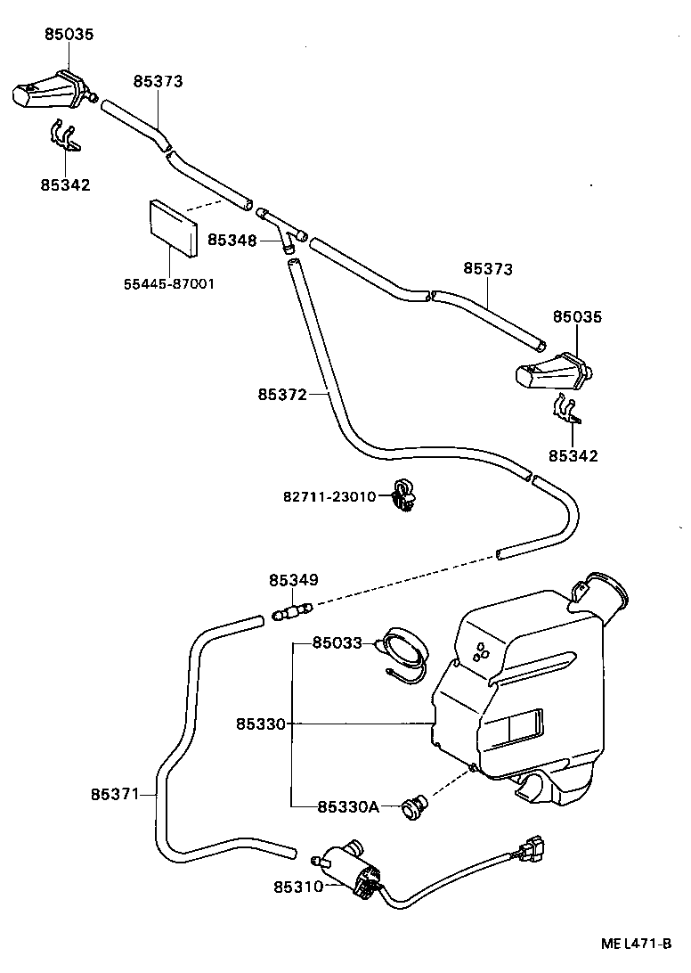85332-87003 HOSE ASSY, WINDSHIELD WASHER product image